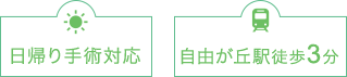 日帰り手術対応・自由が丘駅徒歩3分