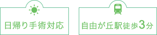 日帰り手術対応・自由が丘駅徒歩3分